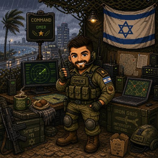 Pixel-art portrait of Omer Kirsh
